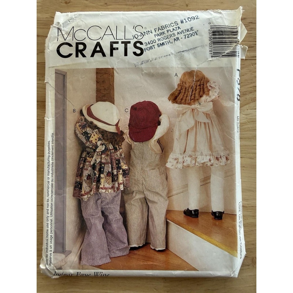 Mccall's Crafts P378 Pattern For 3 ~ 36" Time out Dolls & Doll Clothing Uncut FF